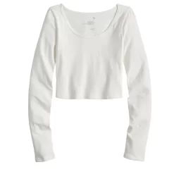 Juniors' SO® Long Sleeve Cropped Scoopneck Top -SO Juniors Fashion Clothing 5023598 ALT5
