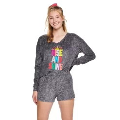 Juniors' SO® Boxy Long Sleeve Pajama Top & Pajama Shorts Set -SO Juniors Fashion Clothing 5044484 ALT2
