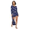 Juniors' SO® Boxy Long Sleeve Pajama Top & Pajama Shorts Set -SO Juniors Fashion Clothing 5044484 Navy Star