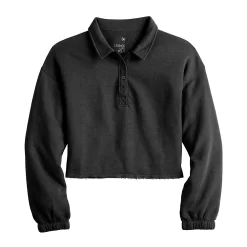 Juniors' SO® Long Sleeve Fleece Polo -SO Juniors Fashion Clothing 5212309 ALT5