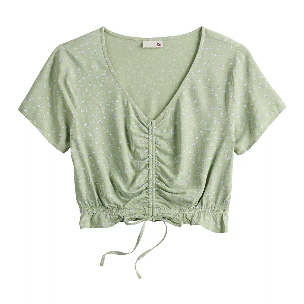 Juniors' SO® Short Sleeve Cinched Front Top 4 Juniors' SO® Short Sleeve Cinched Front Top - Image 2