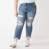 Juniors' Plus Size SO® High-Waisted Ankle Straight Jeans -SO Juniors Fashion Clothing 5473228 Medium Destructed