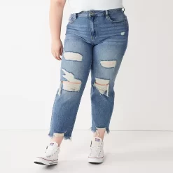 Juniors' Plus Size SO® High-Waisted Ankle Straight Jeans