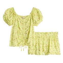 Girls 7-20 SO® Puff Sleeve Top & Ruffled Shorts Set In Regular & Plus