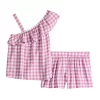 Girls 6-20 SO® One Shoulder Top & Shorts Set In Regular & Plus -SO Juniors Fashion Clothing 5482631 Purple Gingham