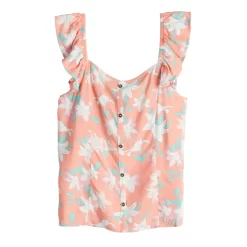 Girls 6-20 SO® Flutter Sleeve Button-Up Tank Top In Regular & Plus