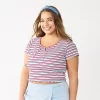 Juniors' Plus Size SO® Lace-Up Tee -SO Juniors Fashion Clothing 5510588 Red Blue Multi Stripe