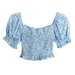 Juniors' SO® Smocked Waist Puff Sleeve Top -SO Juniors Fashion Clothing 5510719 ALT5