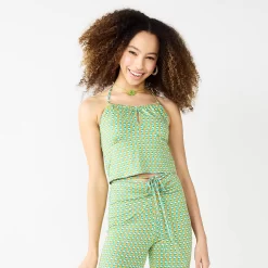 Juniors' SO® Keyhole Cutout Halter Top