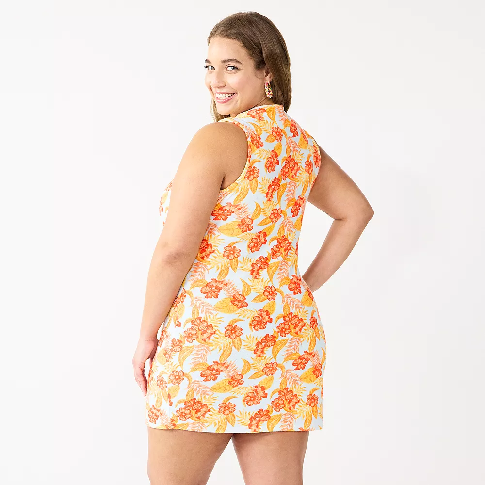 Juniors' Plus Size SO® Terry Cloth Cinched Keyhole Bodycon Mini Dress 4 Juniors' Plus Size SO® Terry Cloth Cinched Keyhole Bodycon Mini Dress - Image 2