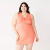Juniors' Plus Size SO® Terry Cloth Cinched Keyhole Bodycon Mini Dress -SO Juniors Fashion Clothing 5519598 Coral Shore
