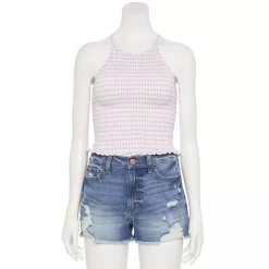 Juniors' SO® Smocked High Neck Tank Top