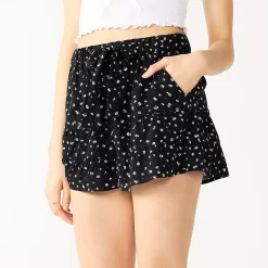 Juniors' SO® Tie-Front Ruffled Tiered Short