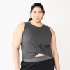 Juniors' Plus Size SO® Solid Cropped Twist-Front Tank -SO Juniors Fashion Clothing 5526785 Gray Texture