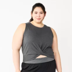 Juniors' Plus Size SO® Solid Cropped Twist-Front Tank