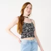 Juniors' SO® Cropped Cinch Waist Tank Top 2 Juniors' SO® Cropped Cinch Waist Tank Top -SO Juniors Fashion Clothing 5548331 Black White Floral