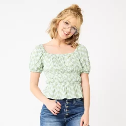 Juniors' SO® Ruffled Double Cinched Waist Top
