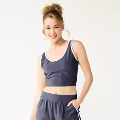 Juniors' SO® Cropped Towel Terry Scoop Neck Tank