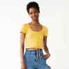 Juniors' SO® Cropped Front Lace-Up Top -SO Juniors Fashion Clothing 5561231 Luminous Yellow
