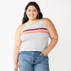 Juniors' Plus Size SO® Striped Varsity Tank -SO Juniors Fashion Clothing 5563024 Grey Heather Stripe