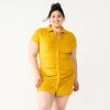 Juniors' Plus Size SO® Ruched Button-Down Bodycon Dress -SO Juniors Fashion Clothing 5569982 Golden Yellow