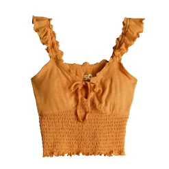 Juniors' SO® Smocked Front-Tie Tank Top -SO Juniors Fashion Clothing 5572845 ALT5