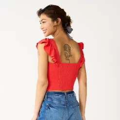 Juniors' SO® Crochet Trim Smocked Top 6 Juniors' SO® Crochet Trim Smocked Top -SO Juniors Fashion Clothing 5572846 ALT