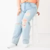 Juniors' Plus Size SO® Super High Rise Baggy Jeans -SO Juniors Fashion Clothing 5573284 Light Destructed