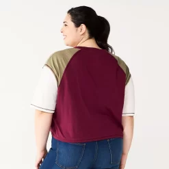 Juniors' Plus Size SO® Short Sleeve Raglan Varsity Tee -SO Juniors Fashion Clothing 5573749 ALT