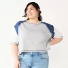 Juniors' Plus Size SO® Short Sleeve Raglan Varsity Tee 1 Juniors' Plus Size SO® Short Sleeve Raglan Varsity Tee -SO Juniors Fashion Clothing 5573749 Gray Fox Heather