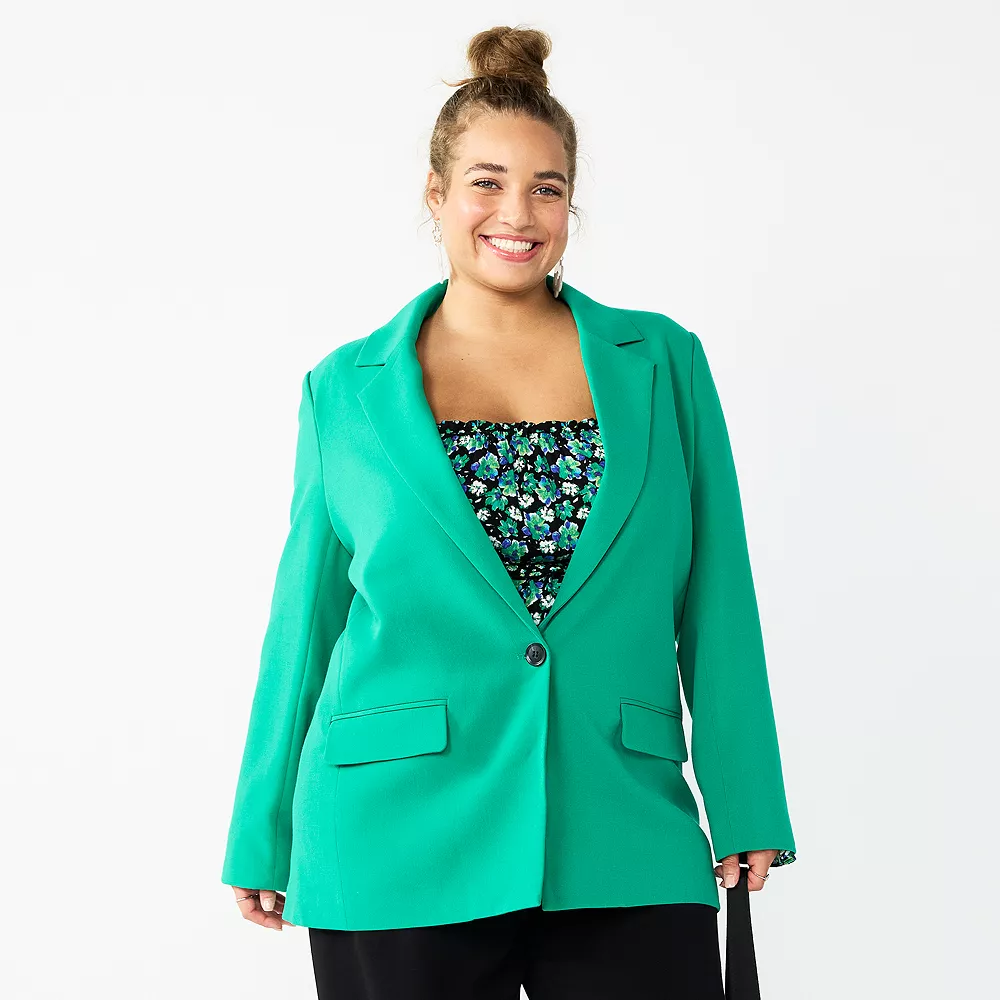 Juniors' Plus Size SO® Oversized Blazer With Pockets 3 Juniors' Plus Size SO® Oversized Blazer With Pockets
