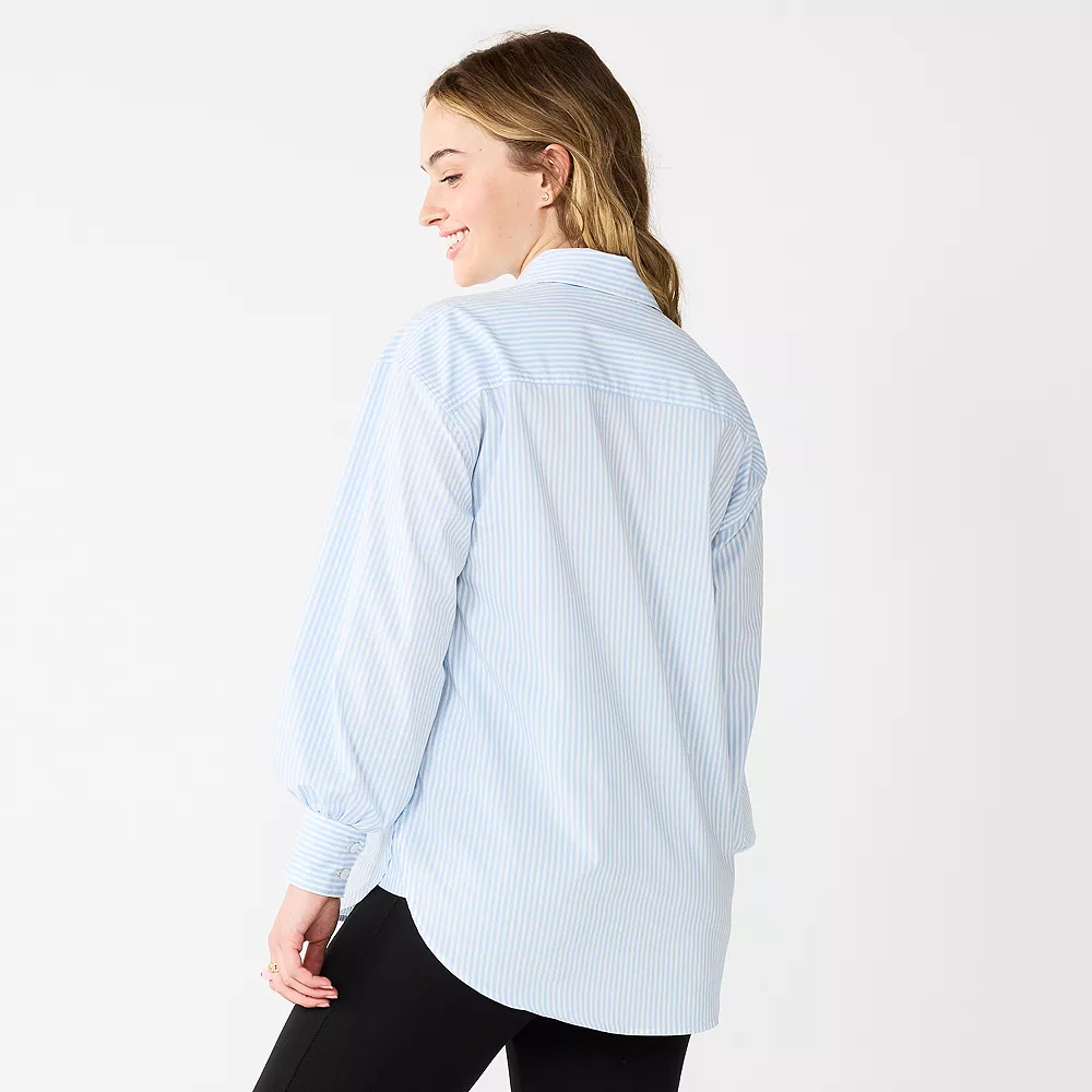 Juniors' SO® Oversized Button-Up Shirt 4 Juniors' SO® Oversized Button-Up Shirt - Image 2