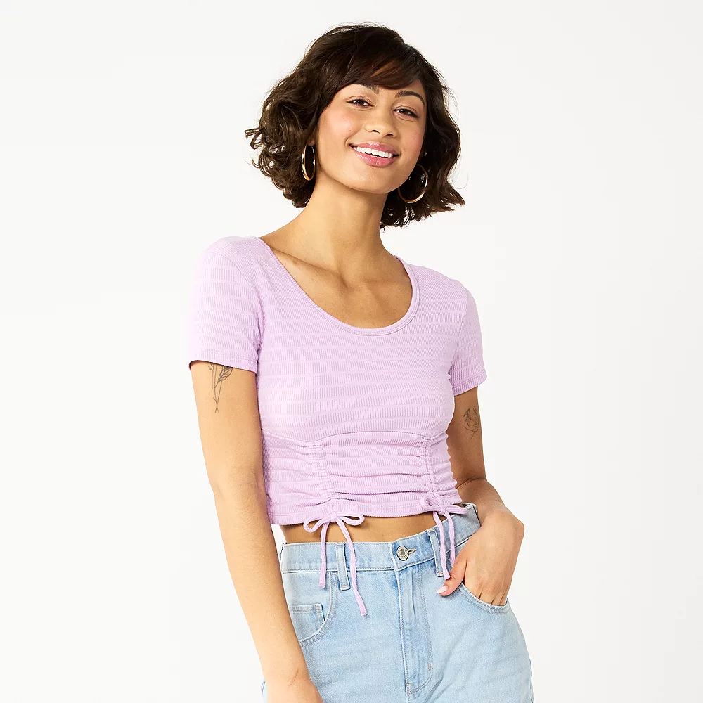 Juniors' SO® Cinch Front Cropped Top 3 Juniors' SO® Cinch Front Cropped Top