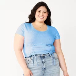 Juniors' Plus Size SO® Cinch Front Cropped Top