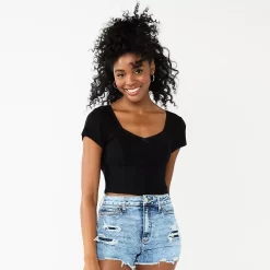 Juniors' SO® Lace Trim Tee