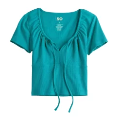 Juniors' SO® Cropped Front-Tie Top -SO Juniors Fashion Clothing 5585584 ALT5