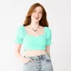 Juniors' SO® Cropped Sweetheart Top -SO Juniors Fashion Clothing 5585603 Ariel Blue