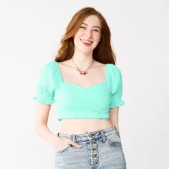 Juniors' SO® Cropped Sweetheart Top