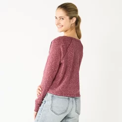 Juniors' SO® Solid Cropped Long Sleeve Top -SO Juniors Fashion Clothing 5585754 ALT