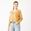 Juniors' SO® Solid Cropped Long Sleeve Top 1 Juniors' SO® Solid Cropped Long Sleeve Top -SO Juniors Fashion Clothing 5585754 Light Bronze