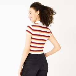 Juniors' SO® Ribbed Cropped Polo -SO Juniors Fashion Clothing 5585810 ALT