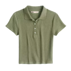 Juniors' SO® Ribbed Cropped Polo -SO Juniors Fashion Clothing 5585810 ALT5