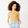 Juniors' SO® Ribbed Cropped Polo -SO Juniors Fashion Clothing 5585810 Yellow Stripe