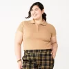 Juniors' Plus Size SO® Ribbed Cropped Polo -SO Juniors Fashion Clothing 5586912 Tahu Tan