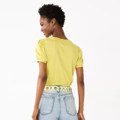 Juniors' SO® Solid Front Twist Cropped Tee -SO Juniors Fashion Clothing 5587428 ALT