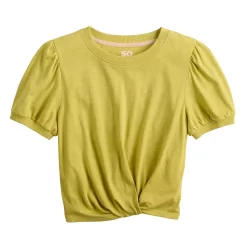 Juniors' SO® Solid Front Twist Cropped Tee -SO Juniors Fashion Clothing 5587428 ALT5