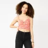 Juniors' SO® Cropped Keyhole Tank -SO Juniors Fashion Clothing 5588399 Coral Ditsy Floral