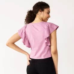 Juniors' SO® Boxy Flutter Sleeve Tee -SO Juniors Fashion Clothing 5588442 ALT