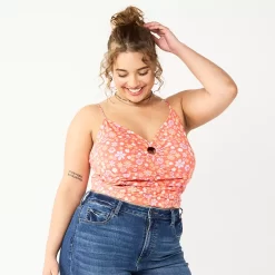 Juniors' Plus Size SO® Cropped Keyhole Tank