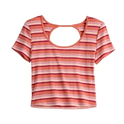 Juniors' SO® Cropped Striped Baby Tee -SO Juniors Fashion Clothing 5593011 ALT5